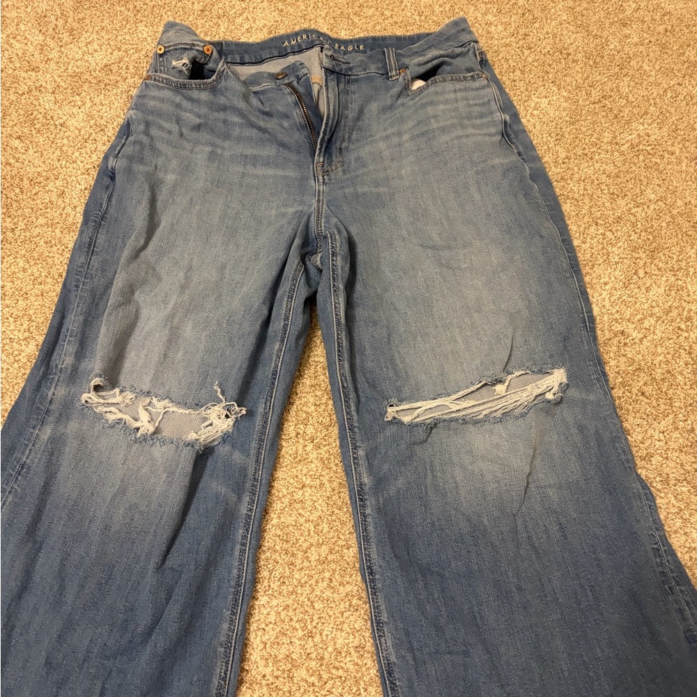 American Eagle Outfitters Ripped Blue Boyfriend Jeans